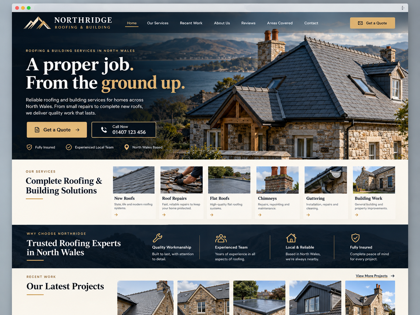 Northridge Roofing & Building — full example website design