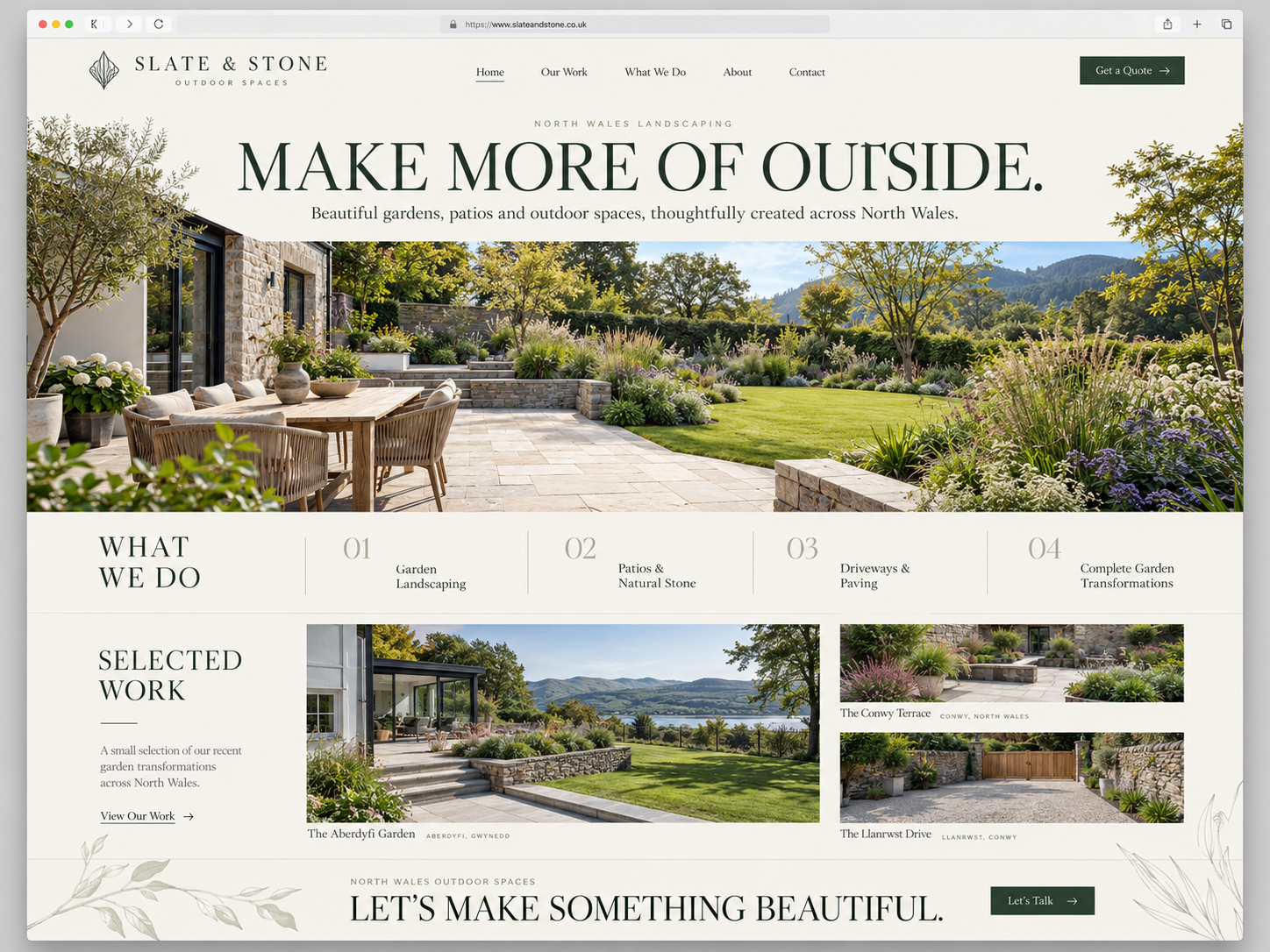 Slate & Stone Outdoor Spaces — full example website design